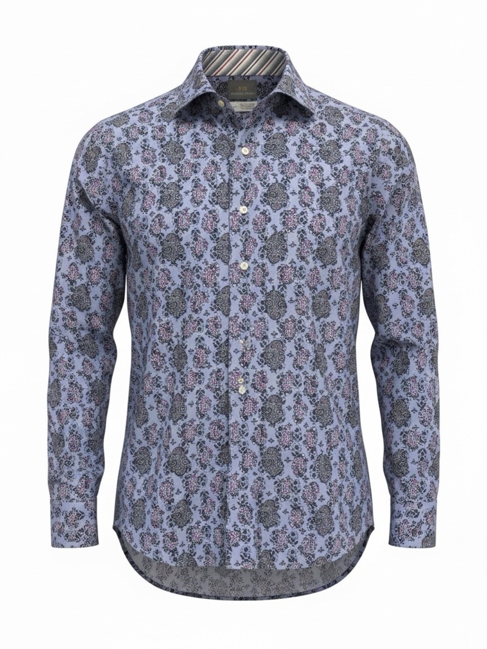 Thomas Dean Light Blue Paisley Dress Shirt Sz M